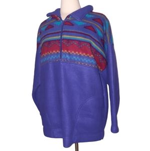 Vintage Northwest Blue M Polyester Fleece Full Zip Jacket Sweatshirt Outerwear